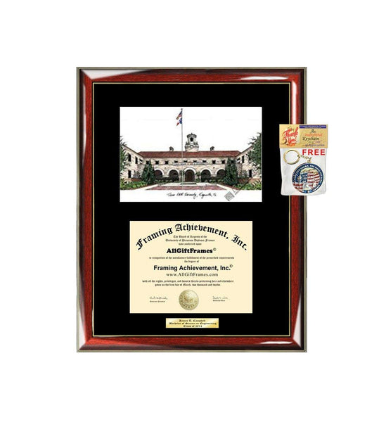 Texas A&M University Kingsville Diploma Frame Lithograph TAMUK Graduation Gift Graduate Plaque Certificate Black Matted University Frames
