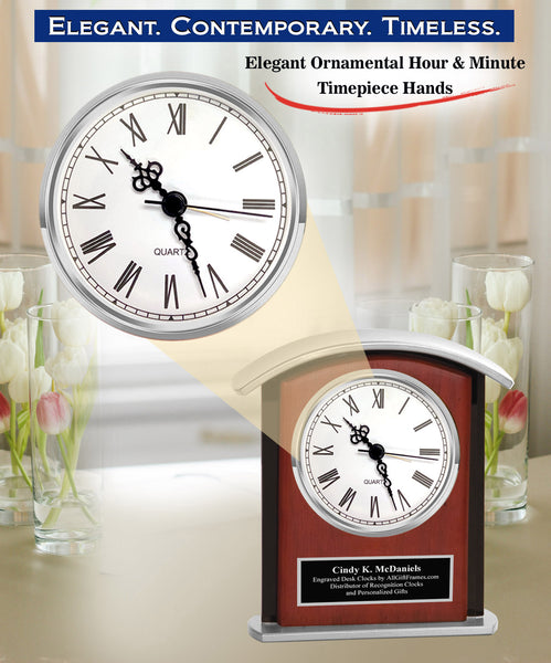 Black Engrave Plate Service Award Gift Clock Wood Silver Going Away Retire Present Friend Coworker Retirement Boss 5 10 15 20 25 30 Year