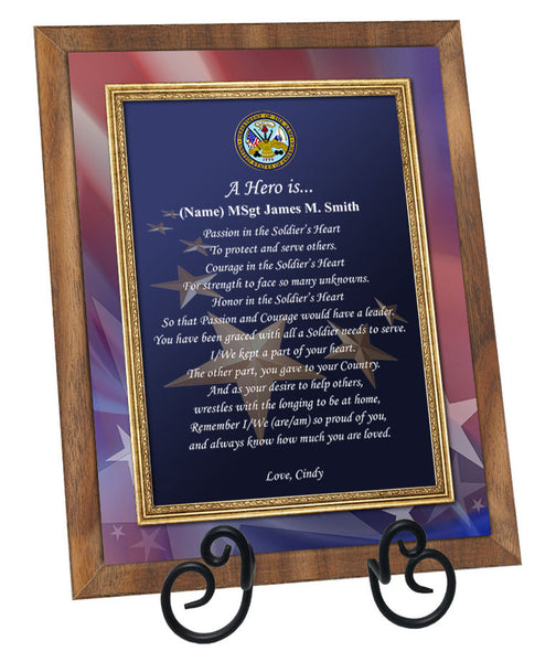 Army Military Gift Walnut Plaque for Retirement or Recognition Soldier Hero Plaque Veteran Gift Birthday Going Away Homecoming Present