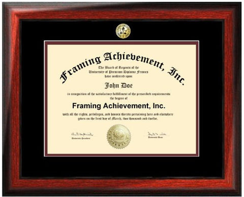 University Diploma Frames College Graduation Degree Frames College Major Seal Logos Satin Rich Mahogany Top matted Black Inner Maroon