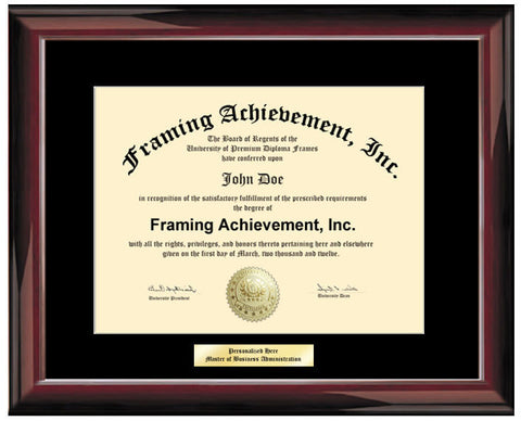 University Graduation Diploma Frames Single Black Mat - Glossy Traditional Mahogany - College Diploma Framing Certificate Frames Engraving