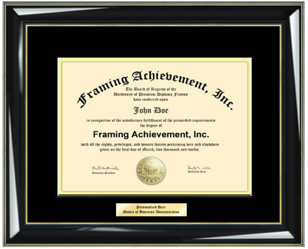 Diploma Frames College Diploma Framing Graduation Gifts Certificate Frames Top matted Black Inner Gold Glossy Black with Gold Accents