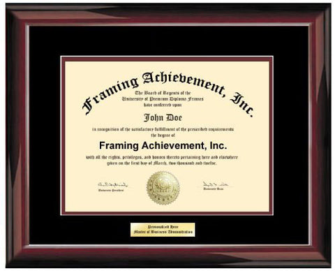 University Frame - College Diploma Framing Plaques Top mat Black Inner matted Maroon Glossy Mahogany Certificate Frame Engraving Plate