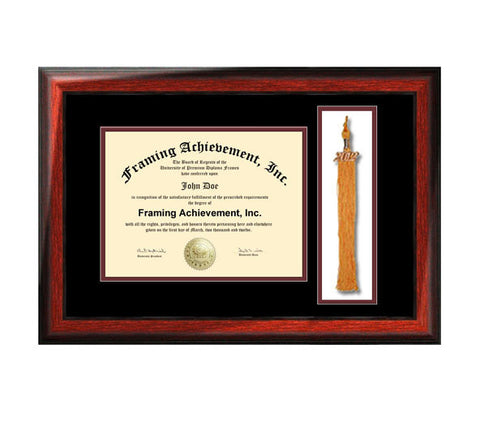 Graduation Tassel Holder Diploma Frames College Degree Framing Top mat Black Inner Maroon Satin Rich Mahogany Diploma Tassel High School