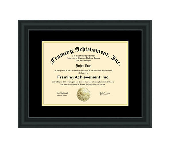 Diploma Frames Graduation Certificate Frames Satin Rich Black Top matted Black Inner mat Gold Degree Document Degree Plaque