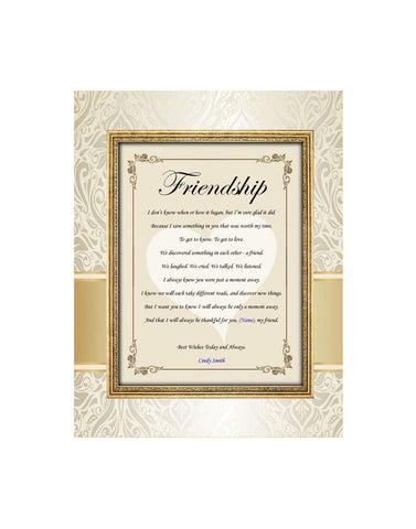 Personalized Poetry Friendship Poem Unframed 11x14 Matted Best Friends Poem Birthday Present