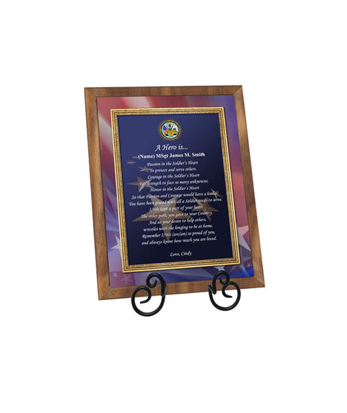 Army Military Gift Walnut Plaque for Retirement or Recognition Soldier Hero Plaque Veteran Gift Birthday Going Away Homecoming Present