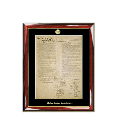 United States Constitution Frame with Gold Embossed Logo Medallion Attorney Lawyer Law School Graduates Graduation Gifts Print
