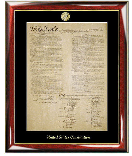 Constitution Frame Replica & Bill of Rights Print Frame Set Gold Embossed with Gold Medallion Logo Law Gifts Attorney Lawyer Graduation Bar