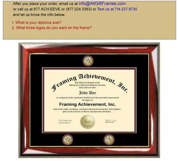University diploma frames college degree triple medallion seal logo graduation plaque certificate framing plaque
