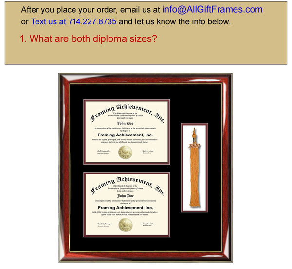 Graduation tassel diploma frame with two degree high school college certificate university document framing tassel holder plaque shadowbox