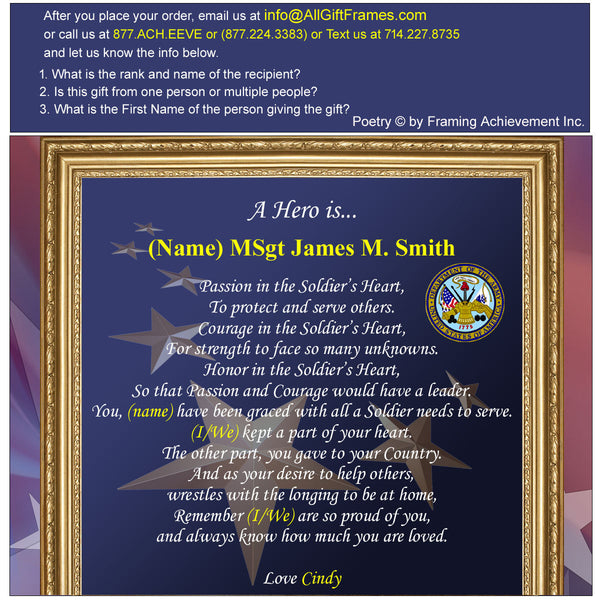 Army Military Gift Walnut Plaque for Retirement or Recognition Soldier Hero Plaque Veteran Gift Birthday Going Away Homecoming Present