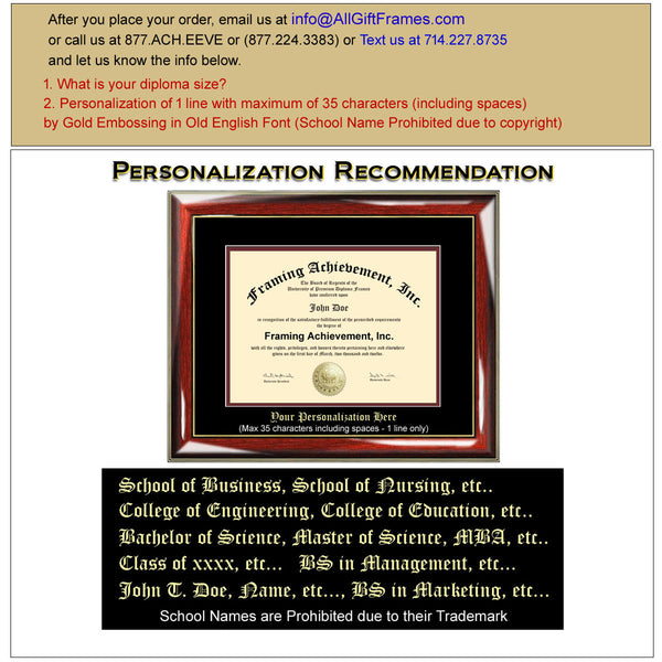 Single College Diploma Frame Collegiate University Diploma Framing Top mat Black Inner mat Maroon Glossy Prestige Certificate Frames