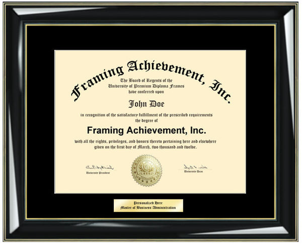 Graduation Diploma Frames Single Black Mat - Glossy Black with Gold Accents - College Diploma Framing Gifts Certificate Frames Graduate