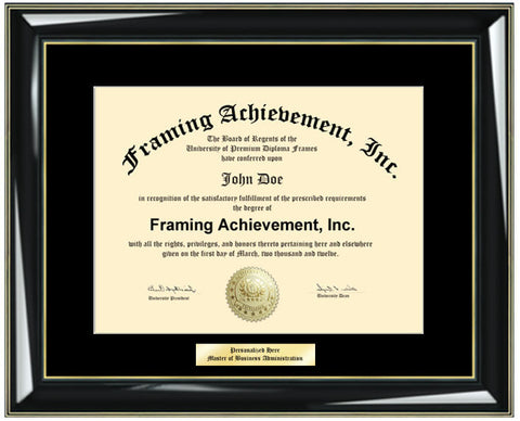 Graduation Diploma Frames Single Black Mat - Glossy Black with Gold Accents - College Diploma Framing Gifts Certificate Frames Graduate
