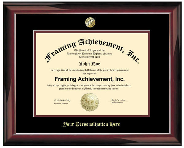 Diploma Frame University Graduation Degree Frames - Glossy Traditional Mahogany Top mat Black Inner mat Maroon Certificate Frame Degree