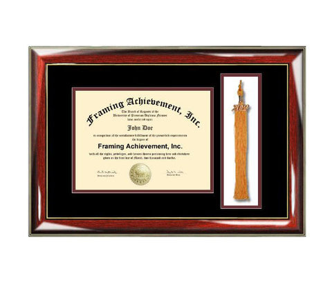 Tassel Box Diploma Frames College Degree Framing Top mat Black Inner Maroon Glossy Prestige Mahogany Gold Diploma Tassel Holder