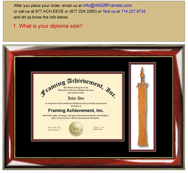 Tassel Box Diploma Frames College Degree Framing Top mat Black Inner Maroon Glossy Prestige Mahogany Gold Diploma Tassel Holder