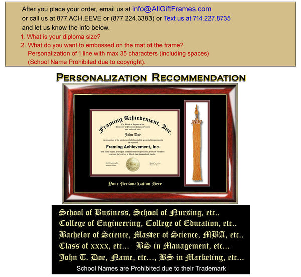 University Diploma Frame with Tassel Box College Graduation Gift Graduate Top mat Black Inner mat Maroon Glossy Prestige Embossed Frame