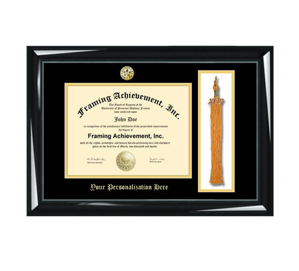 Graduation Tassel Frame University College Major Logo Frame Top mat Black Inner Gold Glossy Majestic Black Tassel Holder Graduate Gift
