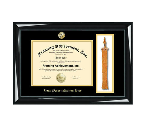 Graduation Tassel Frame University College Major Logo Frame Top mat Black Inner Gold Glossy Majestic Black Tassel Holder Graduate Gift