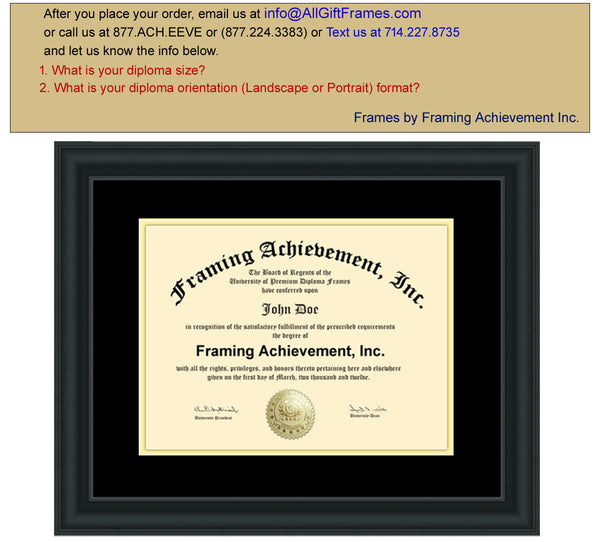 Diploma Frames Graduation Certificate Frames Satin Rich Black Top matted Black Inner mat Gold Degree Document Degree Plaque