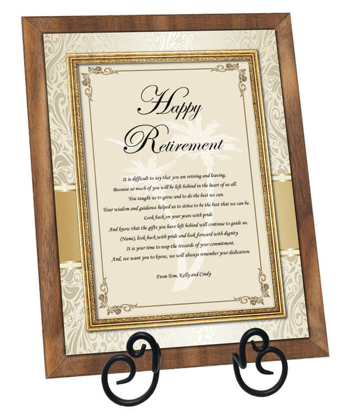 Happy Retirement Wishes for Coworker, Colleague, Boss, Friend Farewell Retiring Sayings Poem Retiring Walnut Plaque