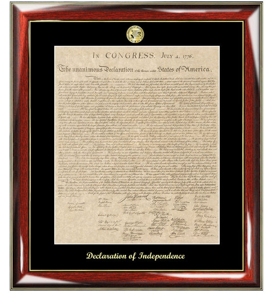 Declaration of Independence Frame Replica Print Gold Logo & Embossing Matted Black Attorney Lawyer Law School Graduates Graduation Gift