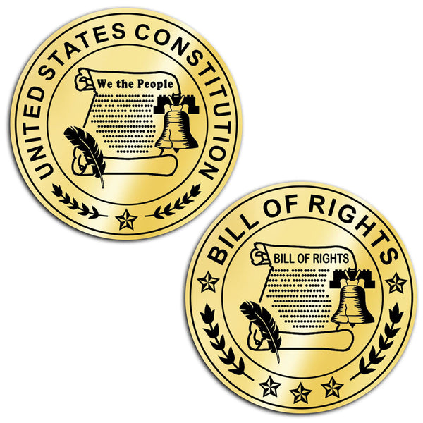 Constitution Frame Replica & Bill of Rights Print Frame Set Gold Embossed with Gold Medallion Logo Law Gifts Attorney Lawyer Graduation Bar