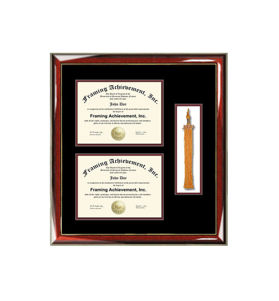 Graduation tassel diploma frame with two degree high school college certificate university document framing tassel holder plaque shadowbox