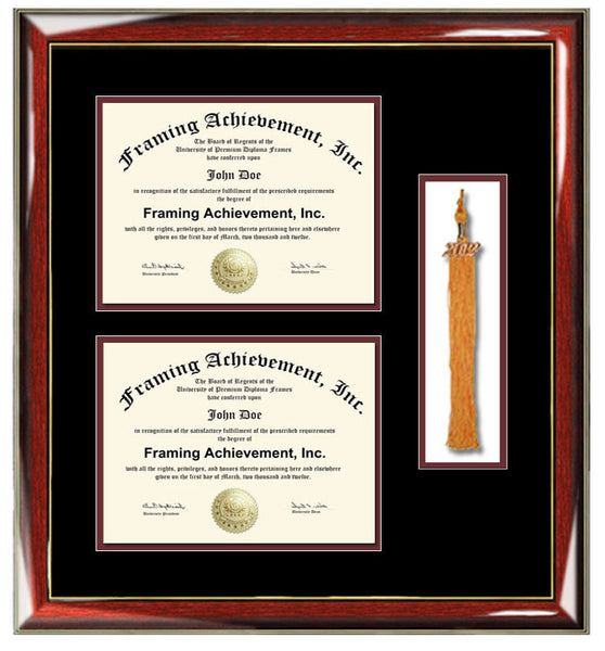 Graduation tassel diploma frame with two degree high school college certificate university document framing tassel holder plaque shadowbox