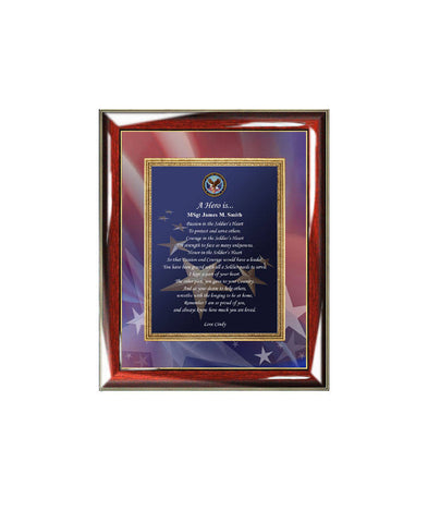 Military Veteran Retirement Gift Service Award Wall Frame Soldier Military Personalized Poetry Plaque Homecoming Away USMC Navy USAF Army