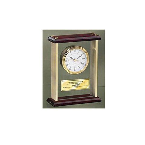 Engraved Desk Clock Personalized Enclosed in Glass Gold Brass with Gold Engraving Plate Unique Retirement Gift Anniversary Birthday Wedding