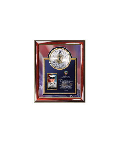 Personalized Poetry Clock Military Picture Frame Photo Plaque Navy Air Force Army USMC Semper Fidelis Retirement Discharge Military Present