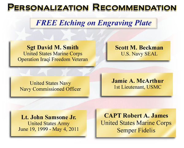 Personalized Photo Frame Wall Frame Military Plaque 5x7 Glossy Traditional Mahogany Engraved Framing Armed Forces Soldier Air Force Retire USAF FBI US Navy CIA Matted Mahogany Army Airman Sheriff Law Enforcement Police Officer