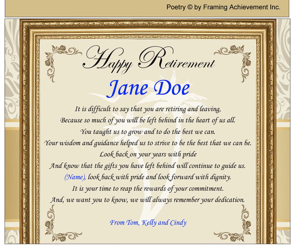 Personalized Retirement Gift Plaque Custom Unique Desk Award Retiree Employee Boss Farewell Engrave Him Her Going Away Appreciation Gold