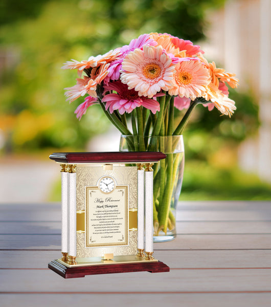 Custom Retirement Plaque Desk Clock Personalize Corporate Service Award Appreciation Retire Coworker Boss Colleague Engrave Clocks Award Plaque